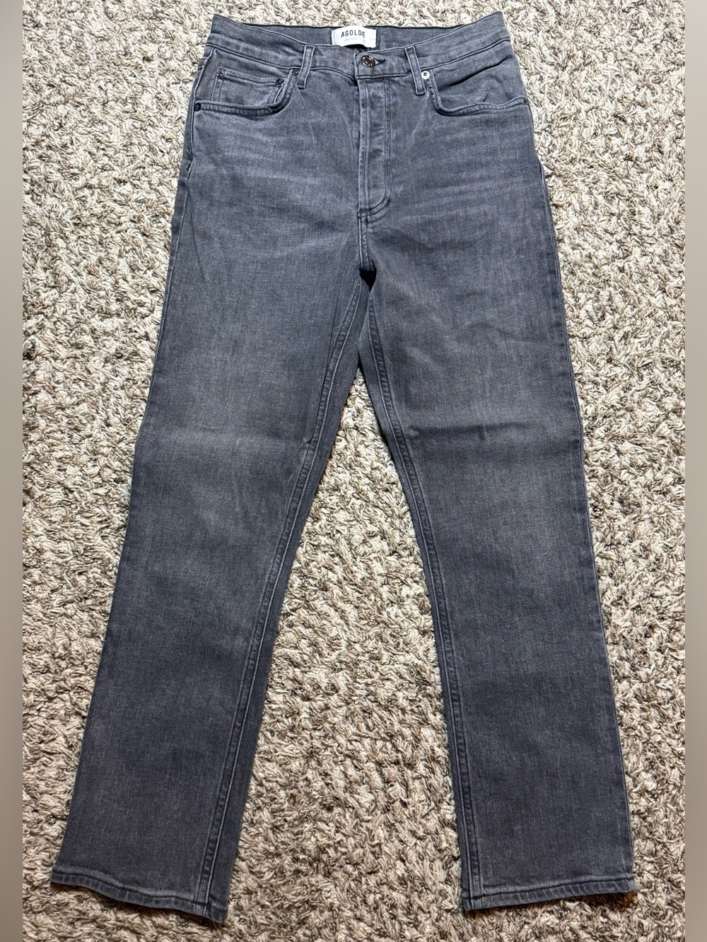 AGOLDE Riley High Rise Straight Crop Jeans "Century Washed Gray" Size 27